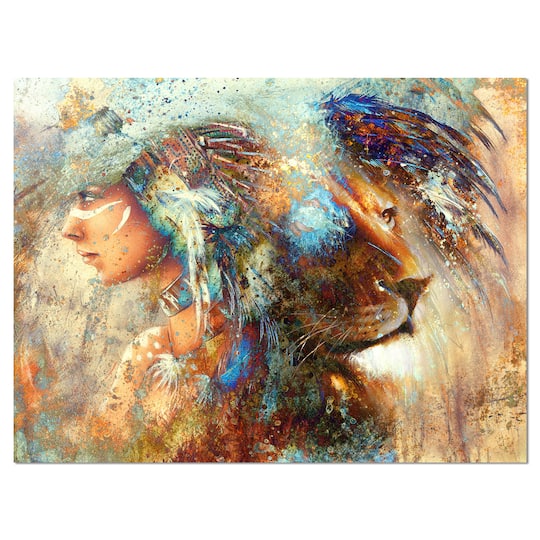 Designart - Indian Woman Collage with Lion